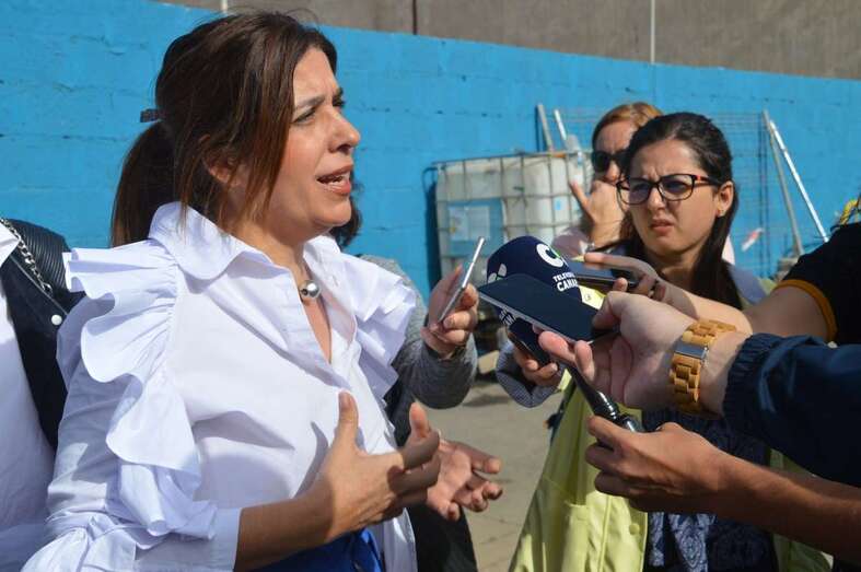La alcaldesa de Telde, Carmen Hernández, ayer en el Parque Empresarial de Melenara (Foto TA)